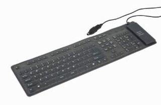 GEMBIRD klávesnice KB-109F-B USB+PS2 flexibilní black,