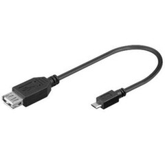 KABEL USB micro 0.2m 2.0, USB A(F) - microUSB B(M) - funkce OTG (On The Go)