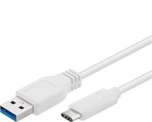 KABEL USB 3.1 konektor C/male - USB 3.0 konektor A/male, 2.0m bílý (z USB na USB-C)