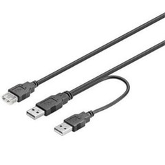 KABEL USB 2.0 napájecí Y kabel A/M + A/M -- A/F 0.4m + 0.5m