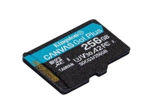 KINGSTON micro SD card SDXC 256GB Canvas Go! PLUS class10 UHS-I U3 V30 A2 (+ 1x adapter microSD na SD) (pro SDXC zařízení)
