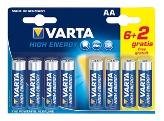 VARTA 8pack (6+2 zdarma) HighEnergy AA/LR6 2900mAh baterie alkalické (cena za 1x8pack, 5let