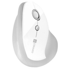 CONNECT IT FOR HEALTH ergonomická vertikální myš, (+ 1x AA baterie zdarma), bezdrátová, BÍLÁ