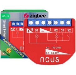 NOUS B3Z Inteligentní spínací modul switch (s měřením, 2 kanály), kompatibilní s Zigbee/Tuya