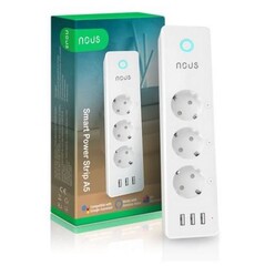 NOUS A5 smart prodlužovací kabel, 3x zásuvka DE/Schuko (bez kolíku), WiFi 15A, s měřením, kompatibilní s Tuya