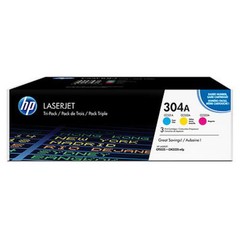 HP CF372AM originální sada tonerů (3pack toner) č. 304A CMY azurový+purpurový+žlutý 2800 stran (CC53