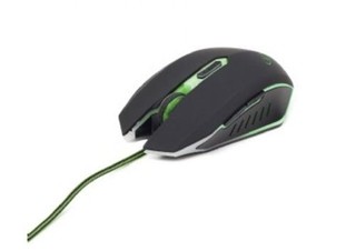 GEMBIRD myš MUSG-001-G Gaming optical 2400DPI , USB opletený kabel, černo-zelená