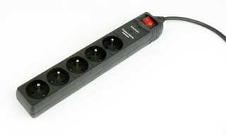 GEMBIRD surge protector, 5 zásuvek French sockets, 4.5m, black, přepětová ochrana